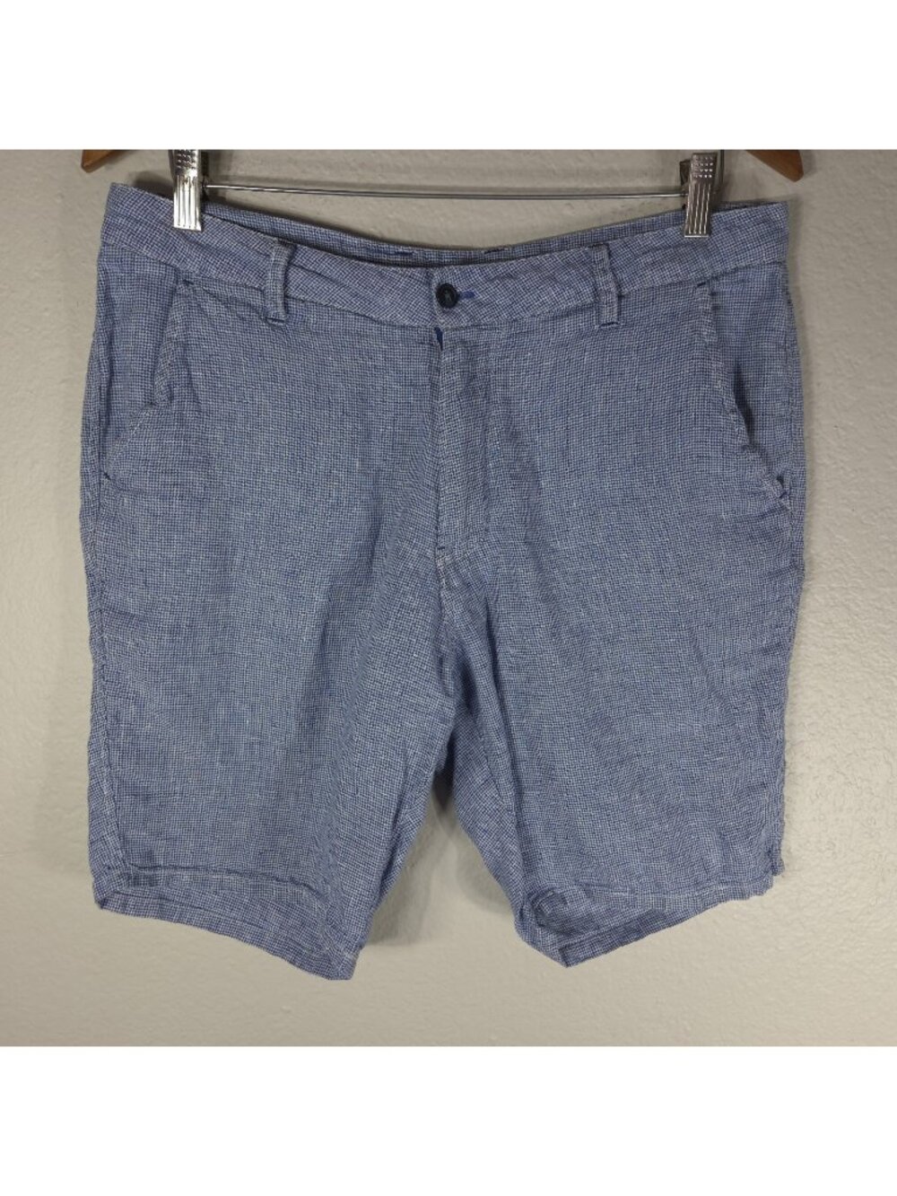Toscano 100% Linen Shorts Mens Size 32 Heathered Blue